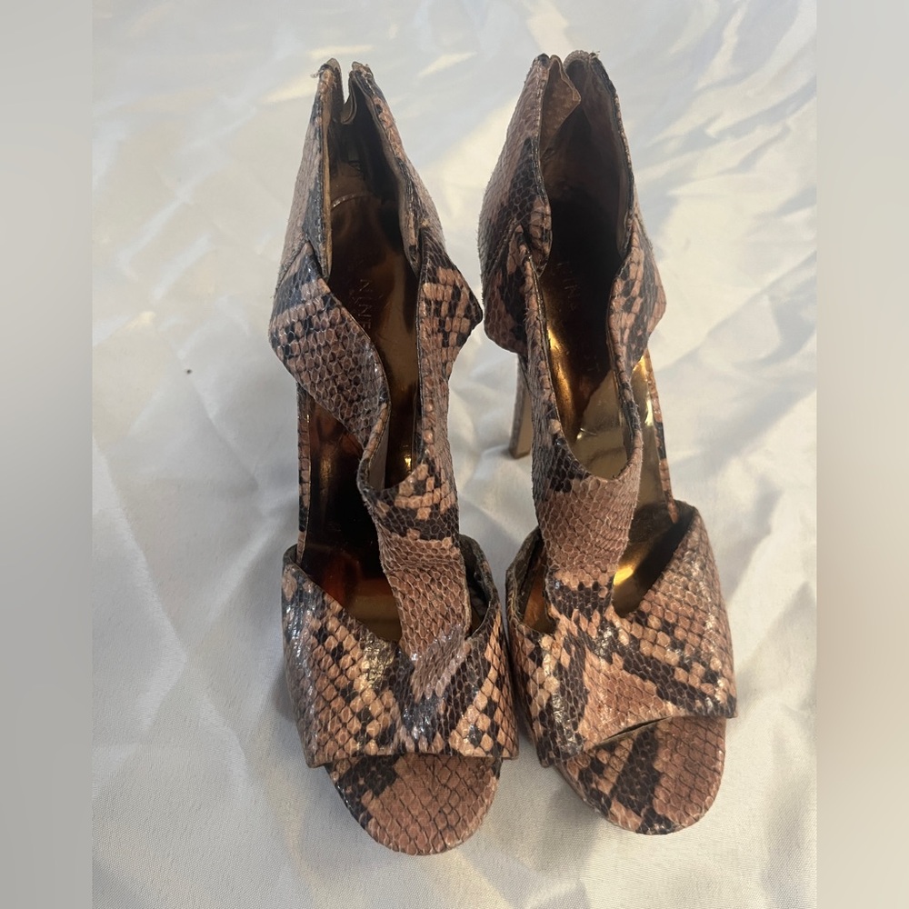 Nine West Brown Snakeskin Heels